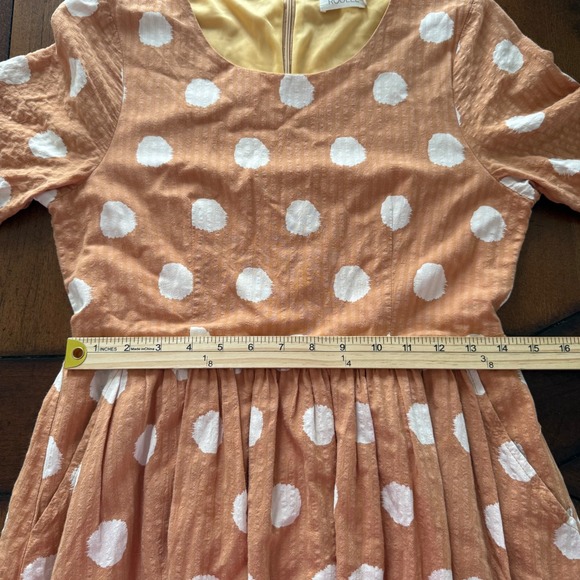 ROOLEE Orange White Polka Dot Short Sleeve Midi Dress Size S - Picture 7 of 8